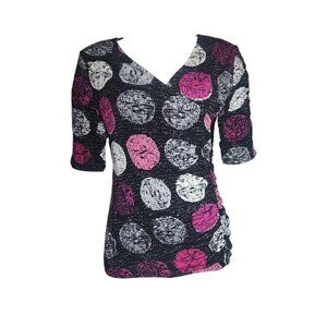 Style & Co Top Womens Size S Small Pink Black Geometric Pullover Surplice